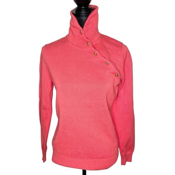 Lilly Pulitzer Asymmetrical Sweater Mock Neck Pullover Vintage Pink Size Large - Picture 1 of 8